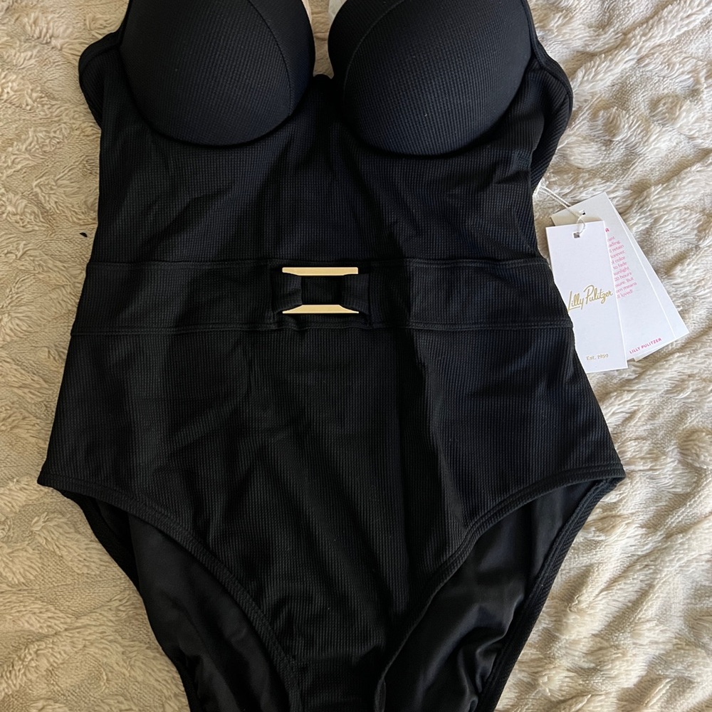 Lilly Pulitzer Palma Black One-Piece Swimsuit NWT